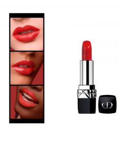 Son Dior Rouge 080 Red Smile lên môi tự nhiên