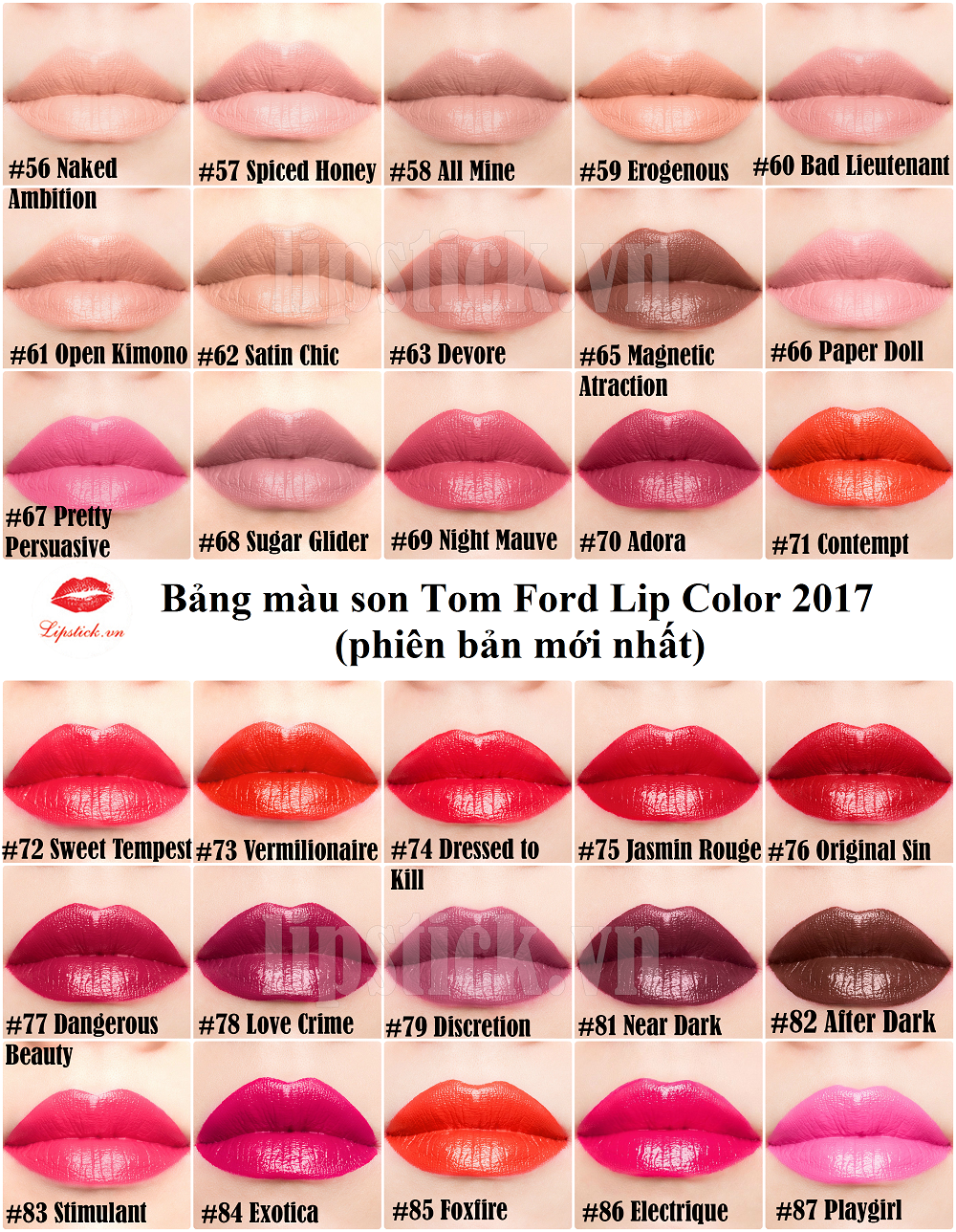 Bảng Màu Son Tom Ford Mới Nhất 2017 