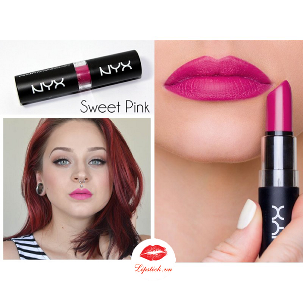 Cận cảnh thiết kế của son NYX Matte Lipstick Sweet Pink. nyx-Sweet-Pink...