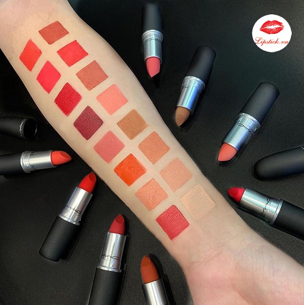 Son MAC 308 Son MAC Mandarin O Hồng Cam Powder Kiss Lipstick.vn