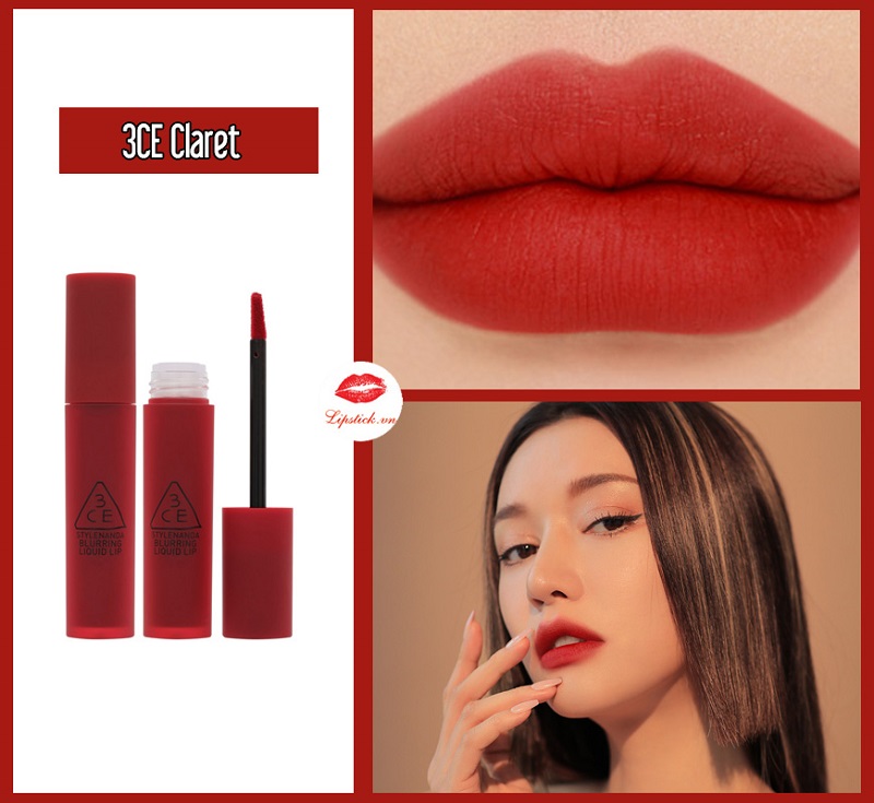 Son 3CE Claret – Đỏ Anh Đào Quyến Rũ Nhất Blurring Liquid Lip