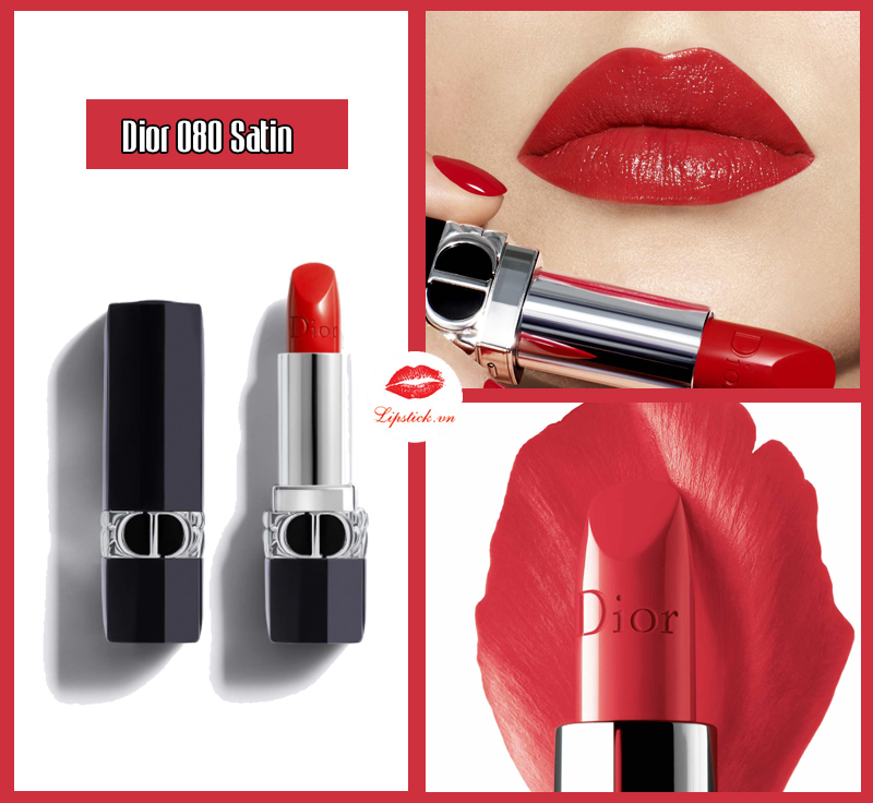 Son Dior Satin 080 Red Smile  Đỏ Tươi MỚI NHẤT Dòng Dior Rouge