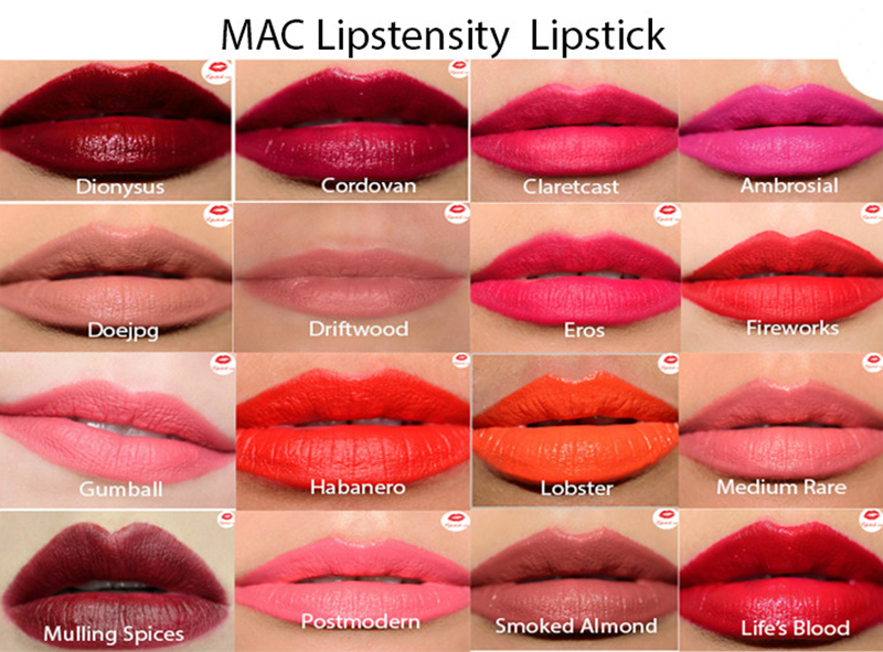 Bảng màu son MAC 2021 dòng Liptensity Lipstick.