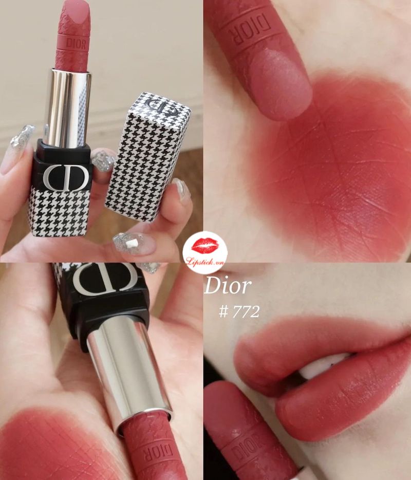 Dior Rouge Lipstick  772 Classic  Limited Edition  Engraved Houndstooth  Motif  eBay