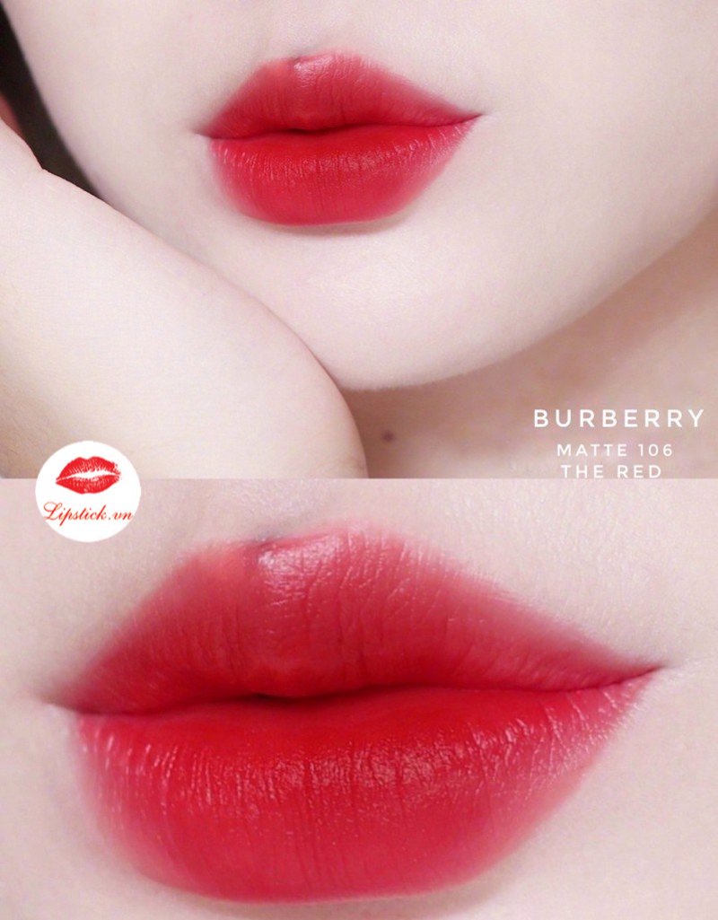 Son Burberry Vỏ Vàng 106 The Red Màu Đỏ Tươi Hot Nhất Kisses Matte