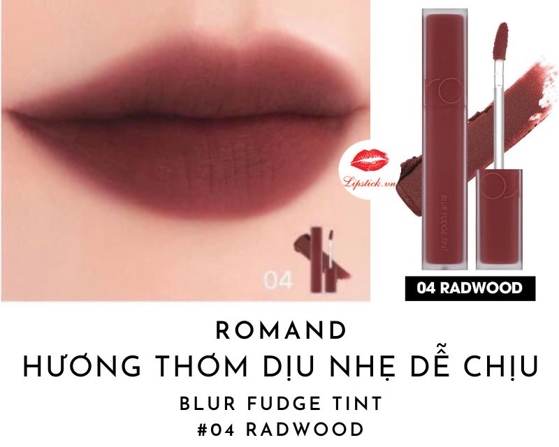 Son Romand Blur Fudge Tint 04 Radwood Màu Nâu gỗ Kem Lì Đẹp Nhất