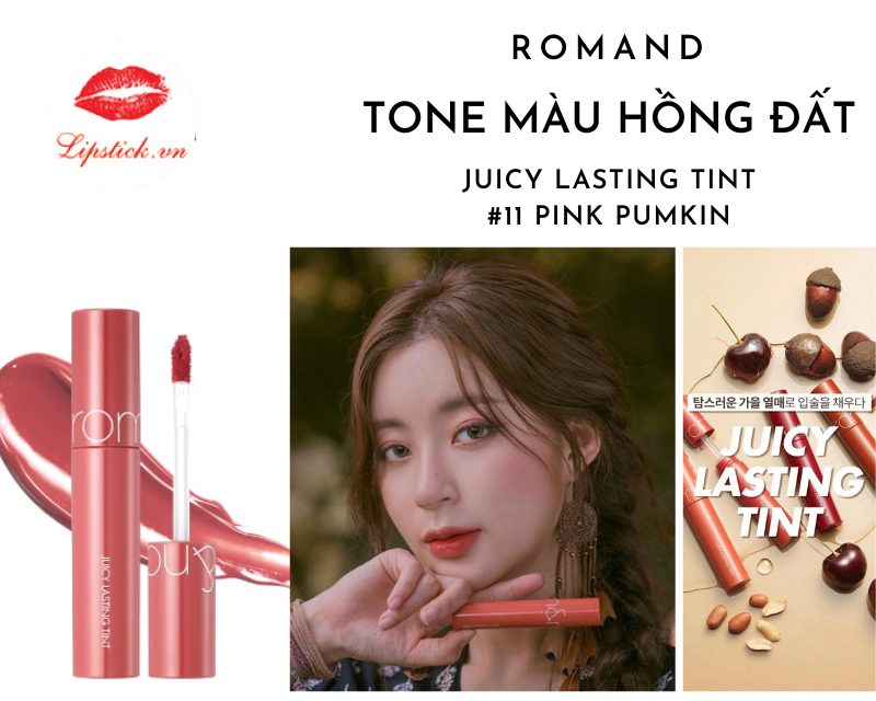 Review Son Romand Bóng Màu 11 Pink Pumpkin Màu Hồng Đất Đẹp Nhất