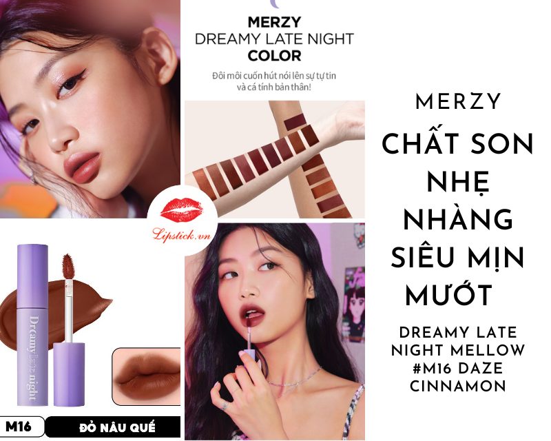 Son Merzy M16 Daze Cinnamon Màu Đỏ Nâu Quế Đẹp Nhất, Cực Hot